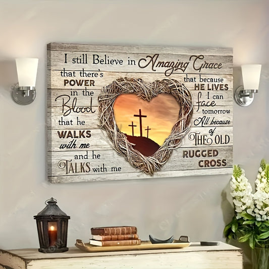 1pc Frameless Jesus Pray Bless Canvas, God Sunset Painting, Bible Canvas Poster Landscape Canvas, Into The Arms Of Jesus, Gift For Christian, Ready To Hang